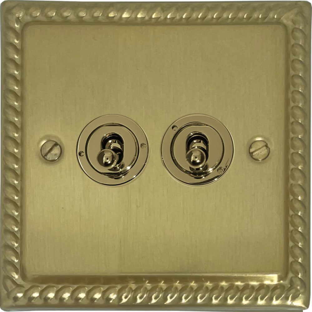 Georgian Satin Brass 2 Gang Toggle