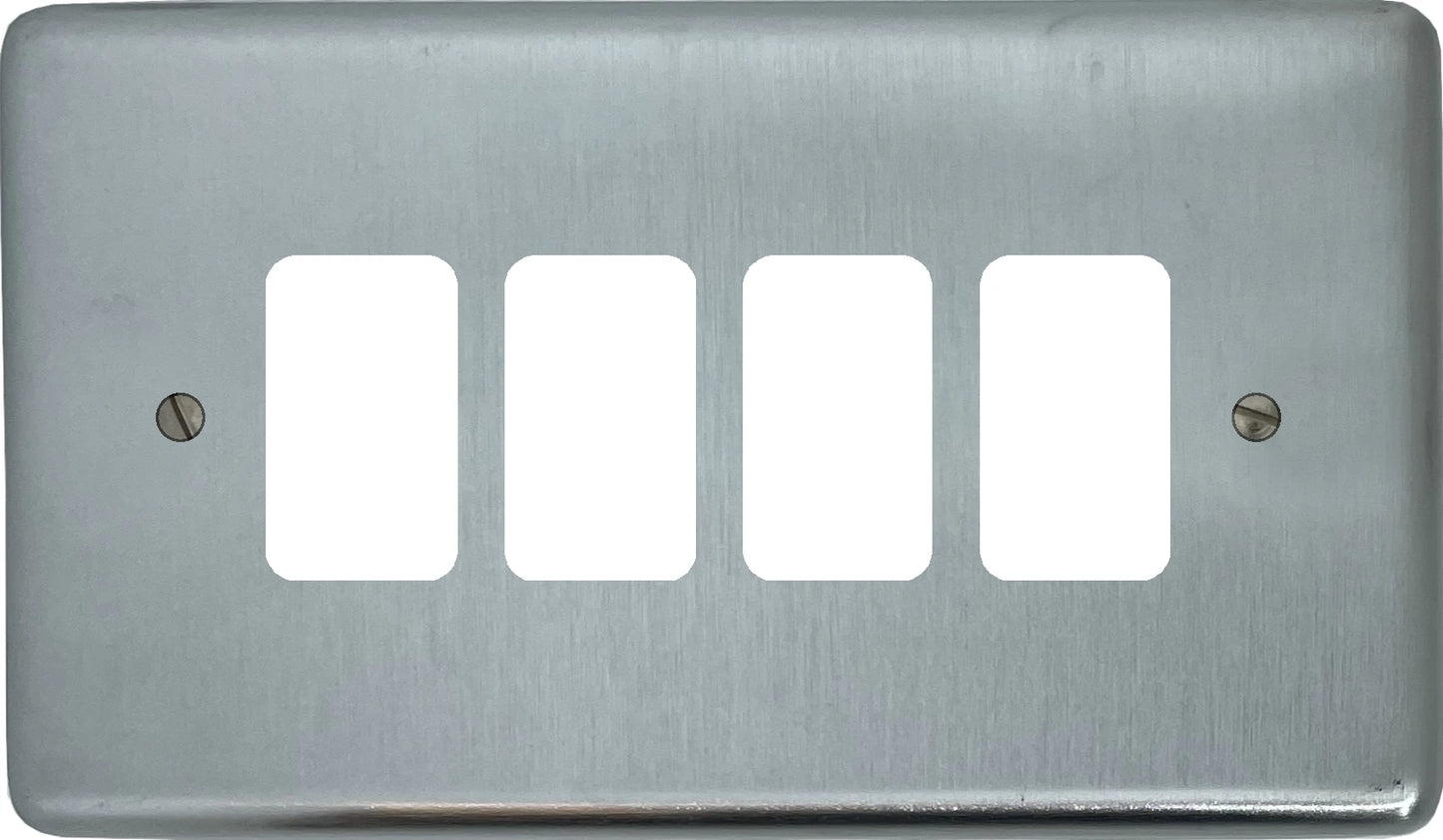 Contour Satin Chrome 4 Gang Grid Plate