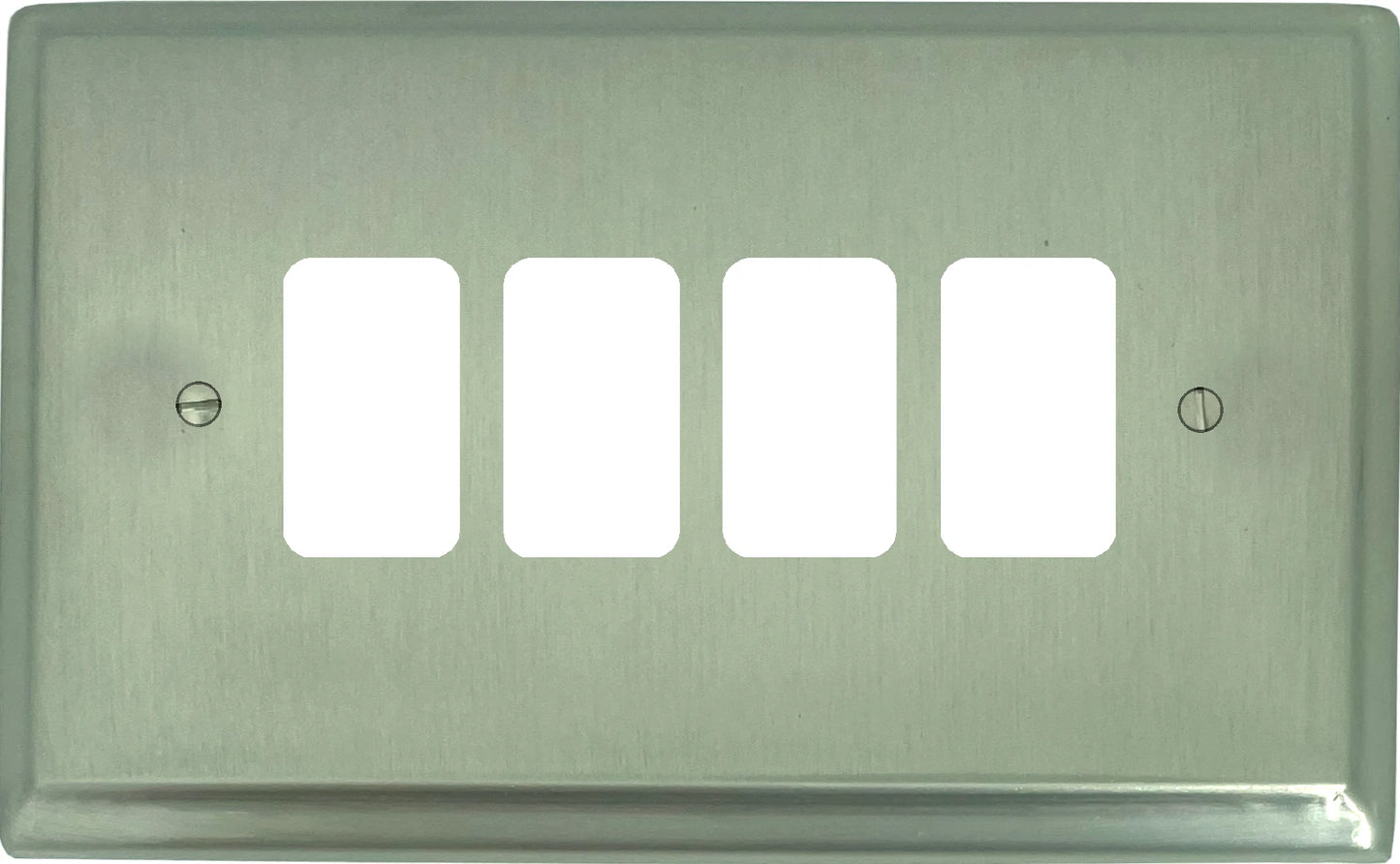 Deco Satin Nickel 4 Gang Grid Plate