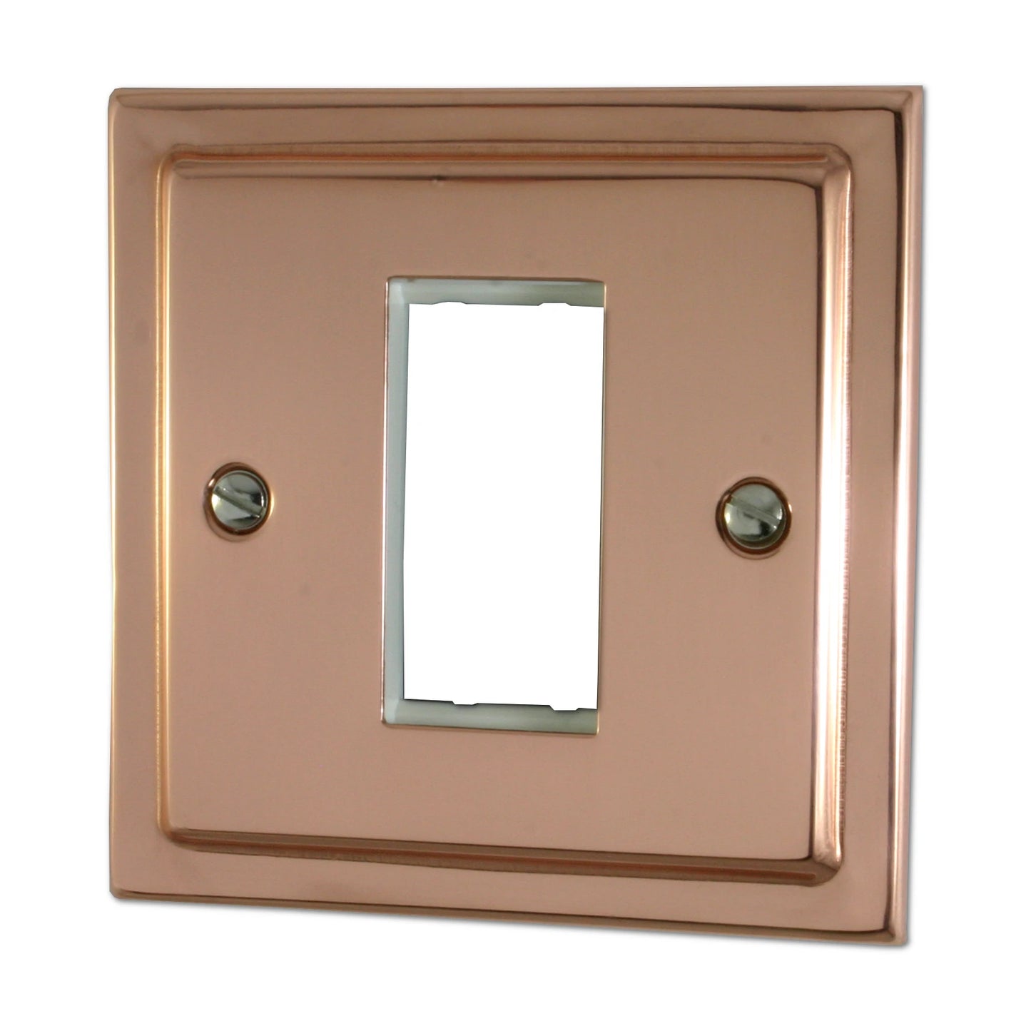 Victorian Polished Copper 1 Gang Mod Plate & Frame
