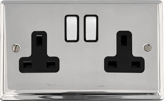 Deco  Polished Chrome  2 Gang Socket
