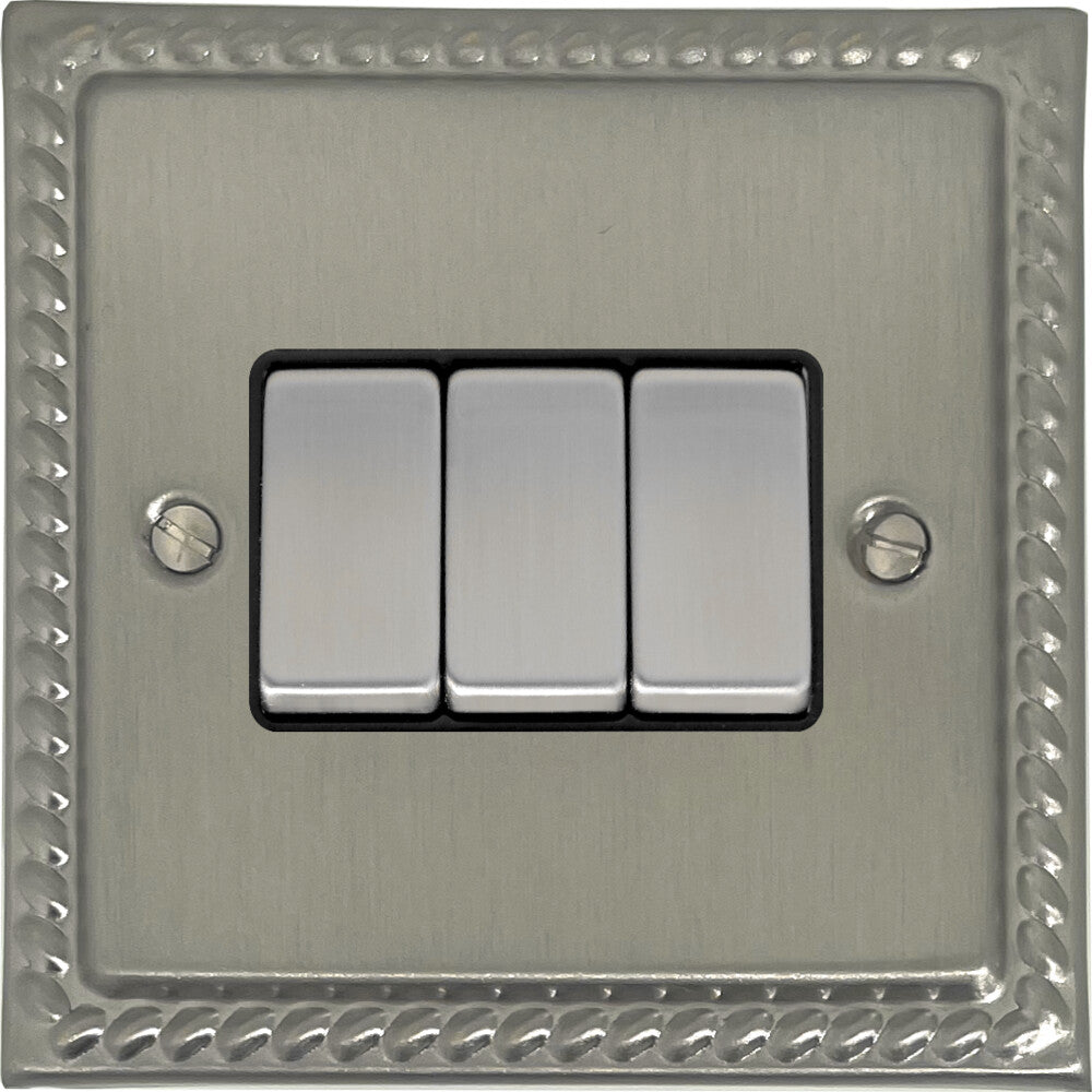 Georgian Satin Nickel 3 Gang Switch