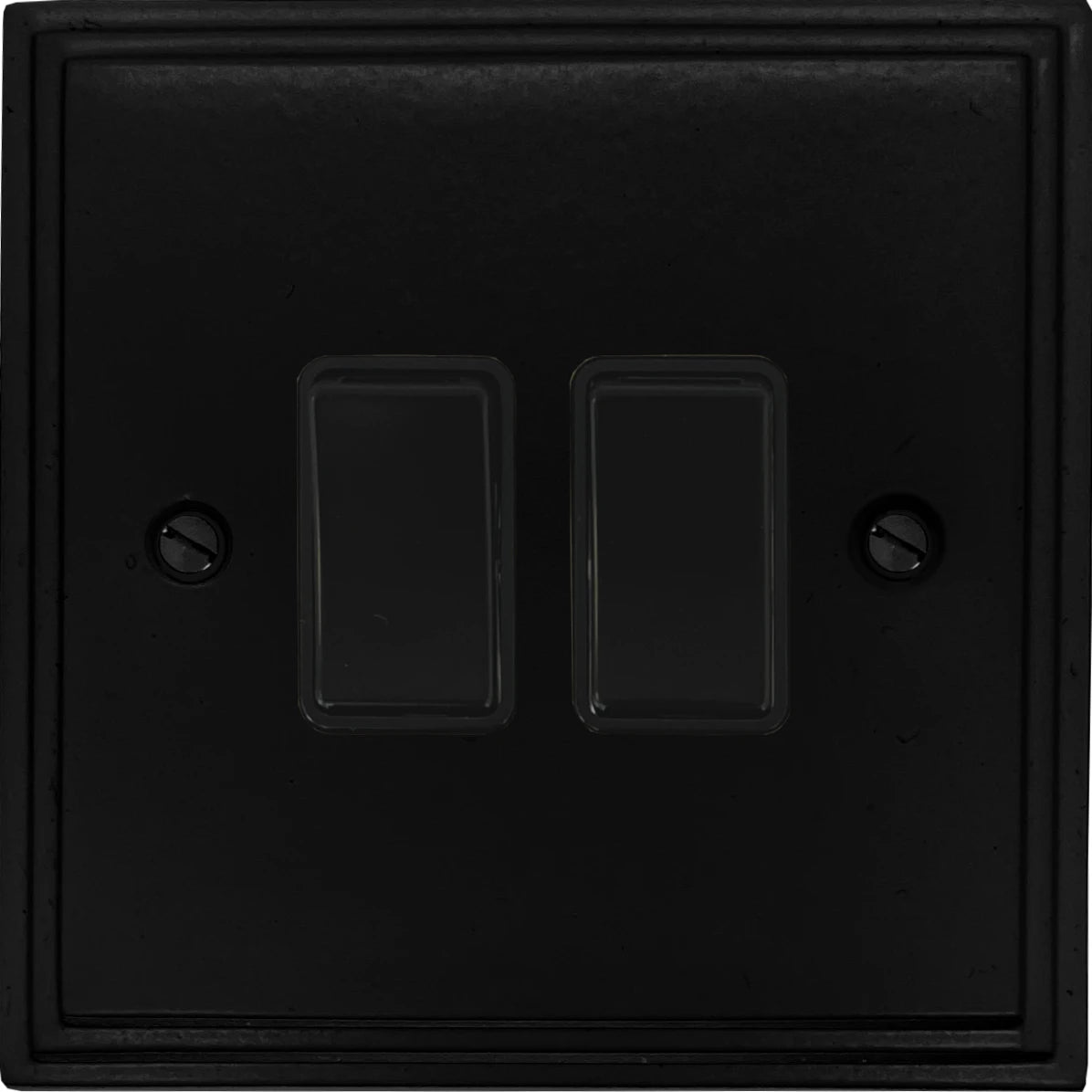 Victorian Flat Black 2 Gang Switch
