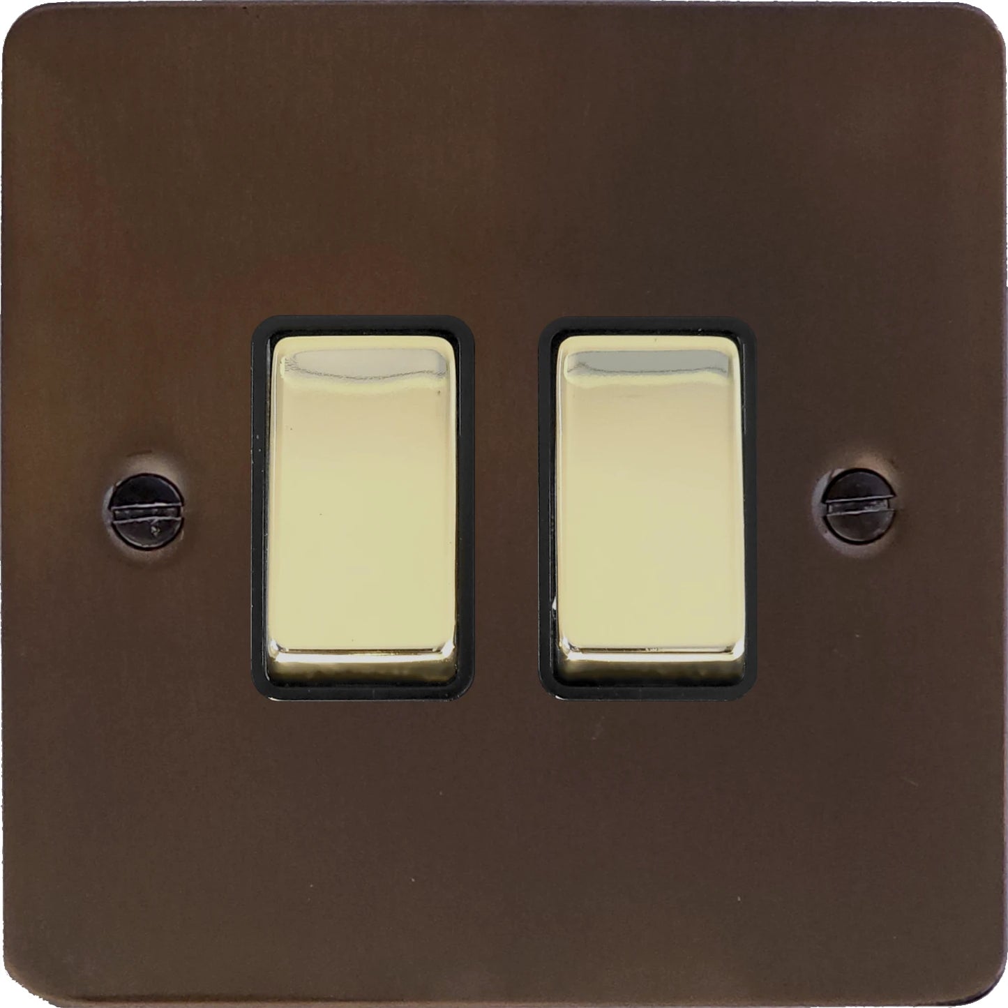 Flat Medium Bronze 2 Gang Switch