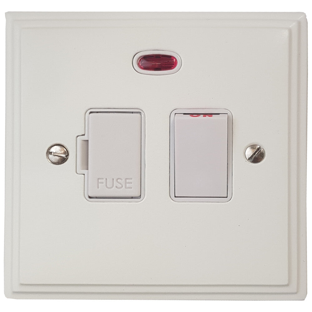 Victorian Flat White Switch Fused Spur & Neon