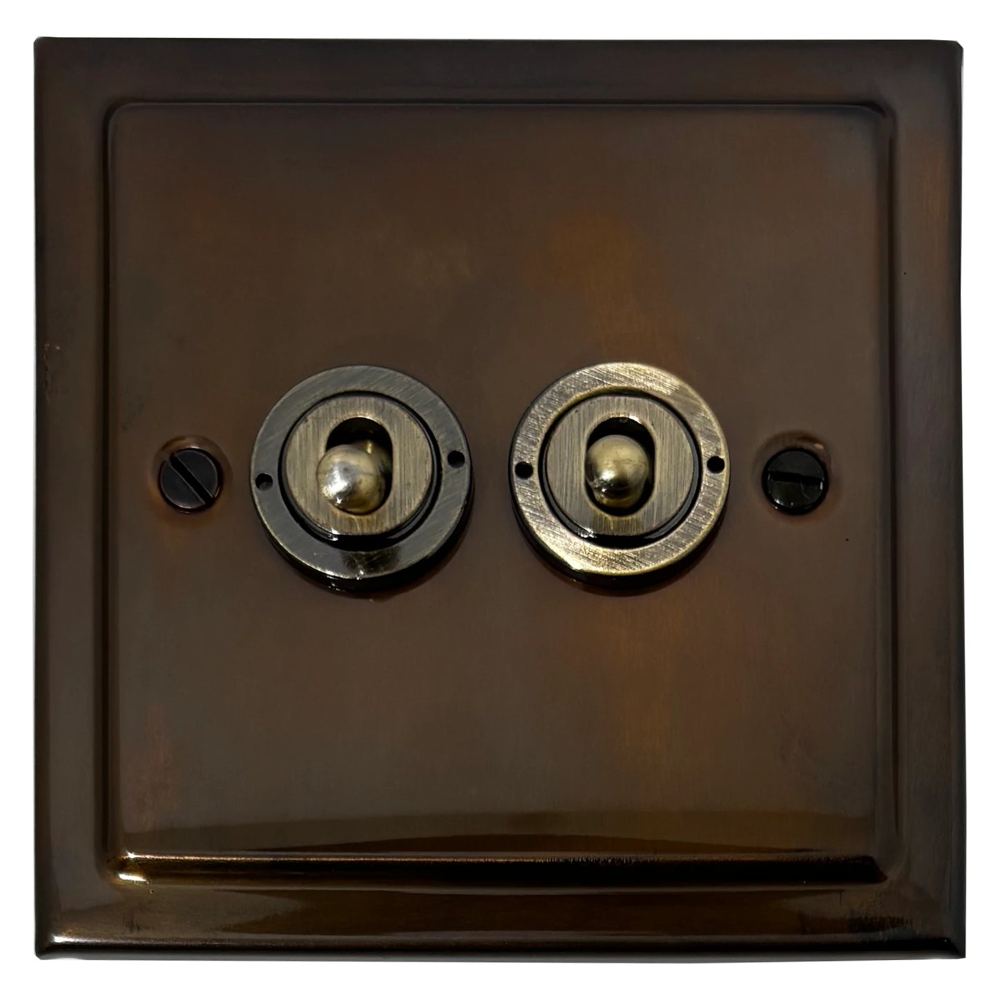 Victorian Medium Bronze 2 Gang Grid Toggle Plate (Plate Only)