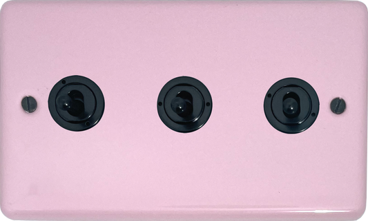 Contour Gloss Pink 3 Gang Toggle Switch (Matt Black Switch)