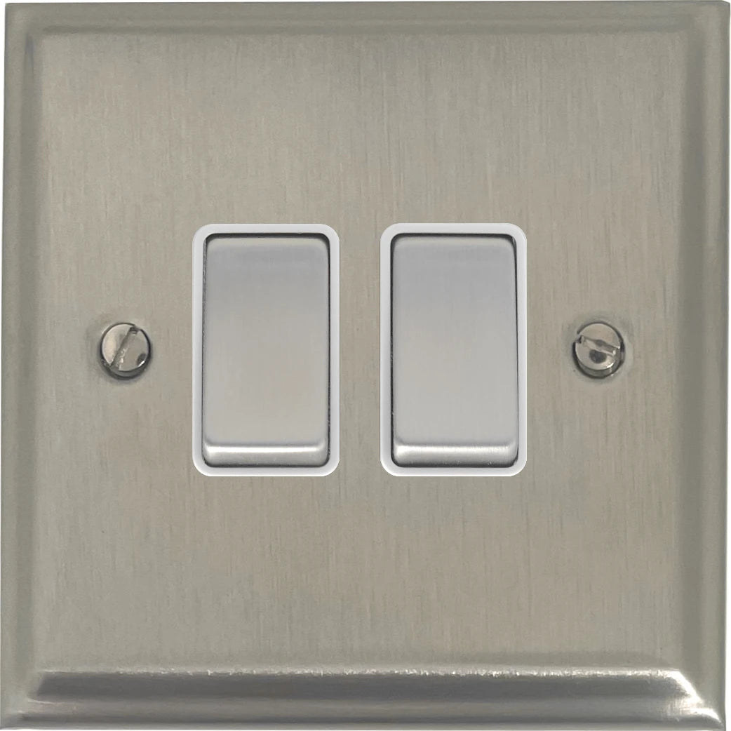 Deco Satin Nickel 2 Gang Switch