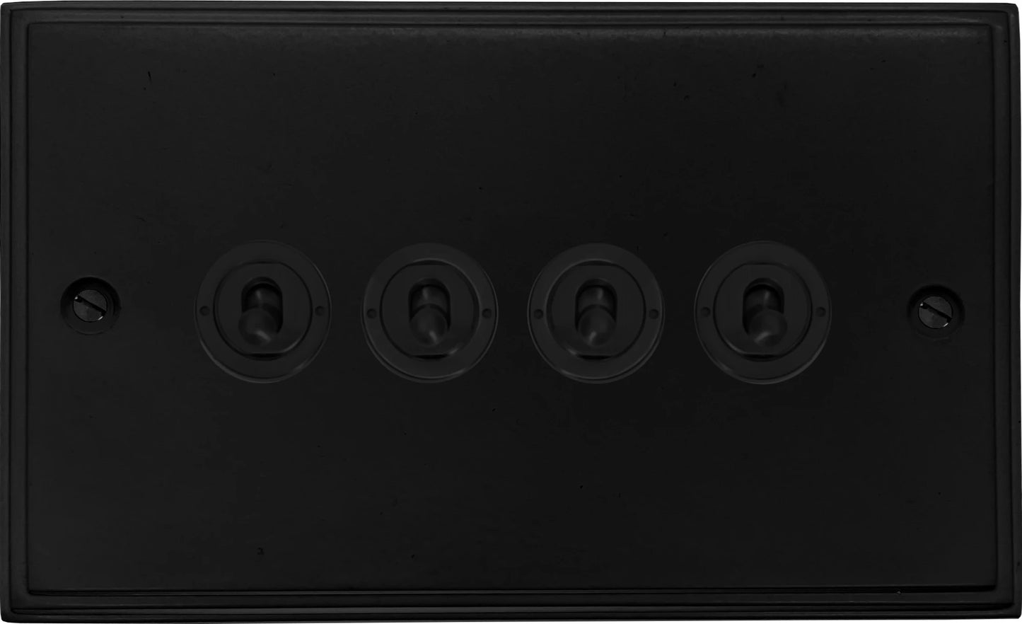 Victorian Flat Black 4 Gang Toggle (Flat Black Toggle)