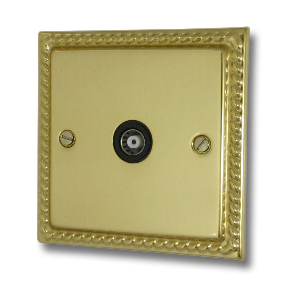 Georgian Polished Brass 1 Gang Coax Point