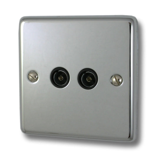 Contour Polished Chrome 2 Gang Coax Point
