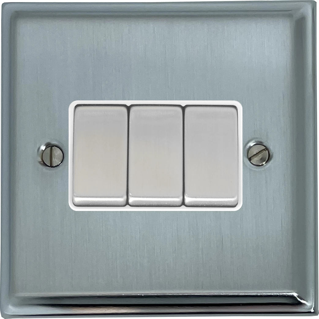 Deco Satin Chrome 3 Gang 2 Way Switch
