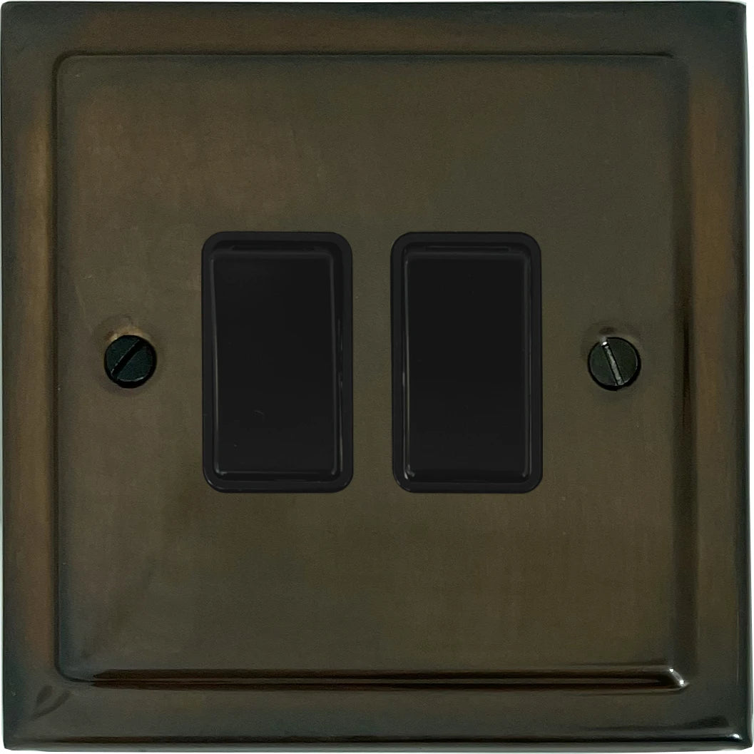 Victorian Medium Bronze 2 Gang Switch