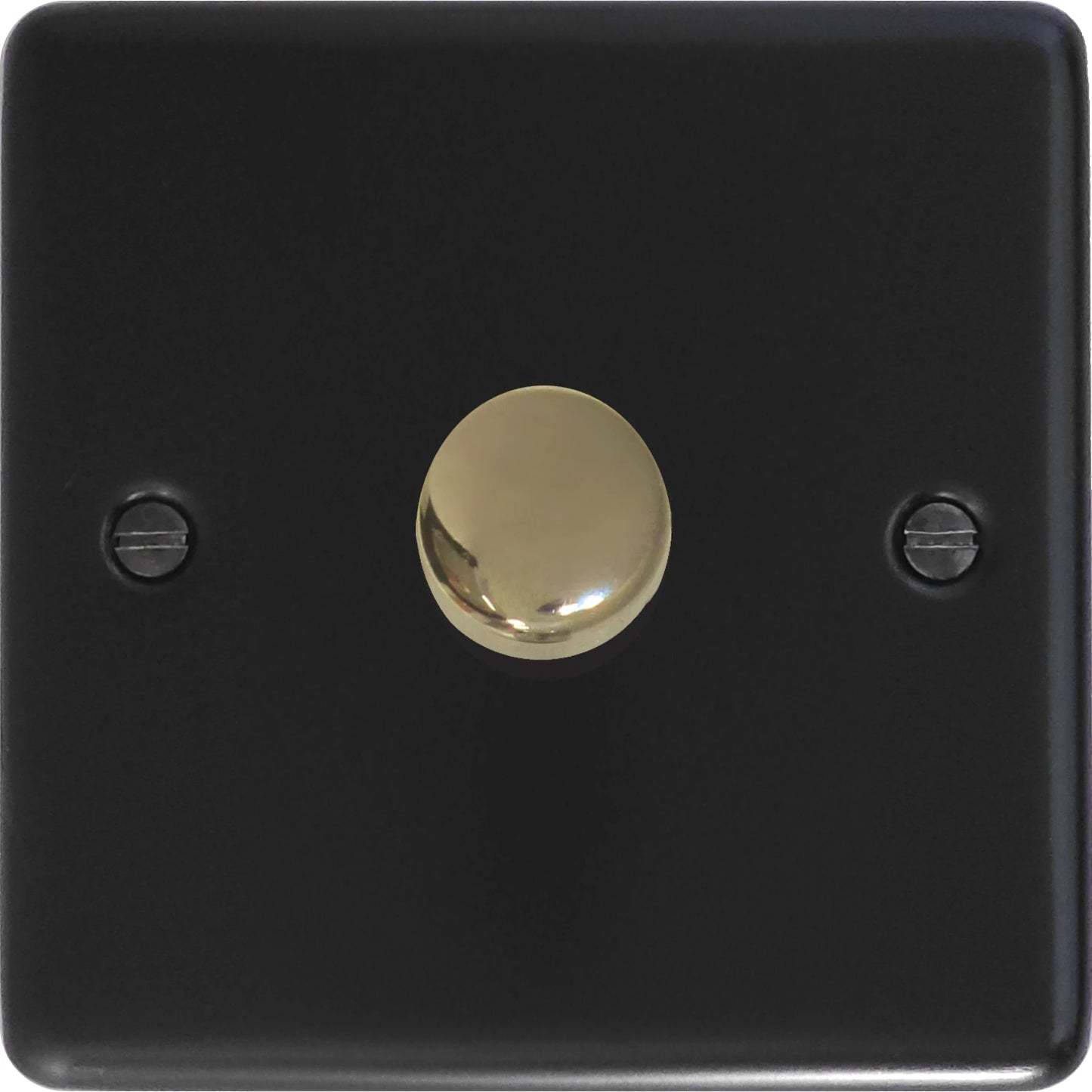 Contour Flat Black 1 Gang LED Dimmer (Brass Cap)