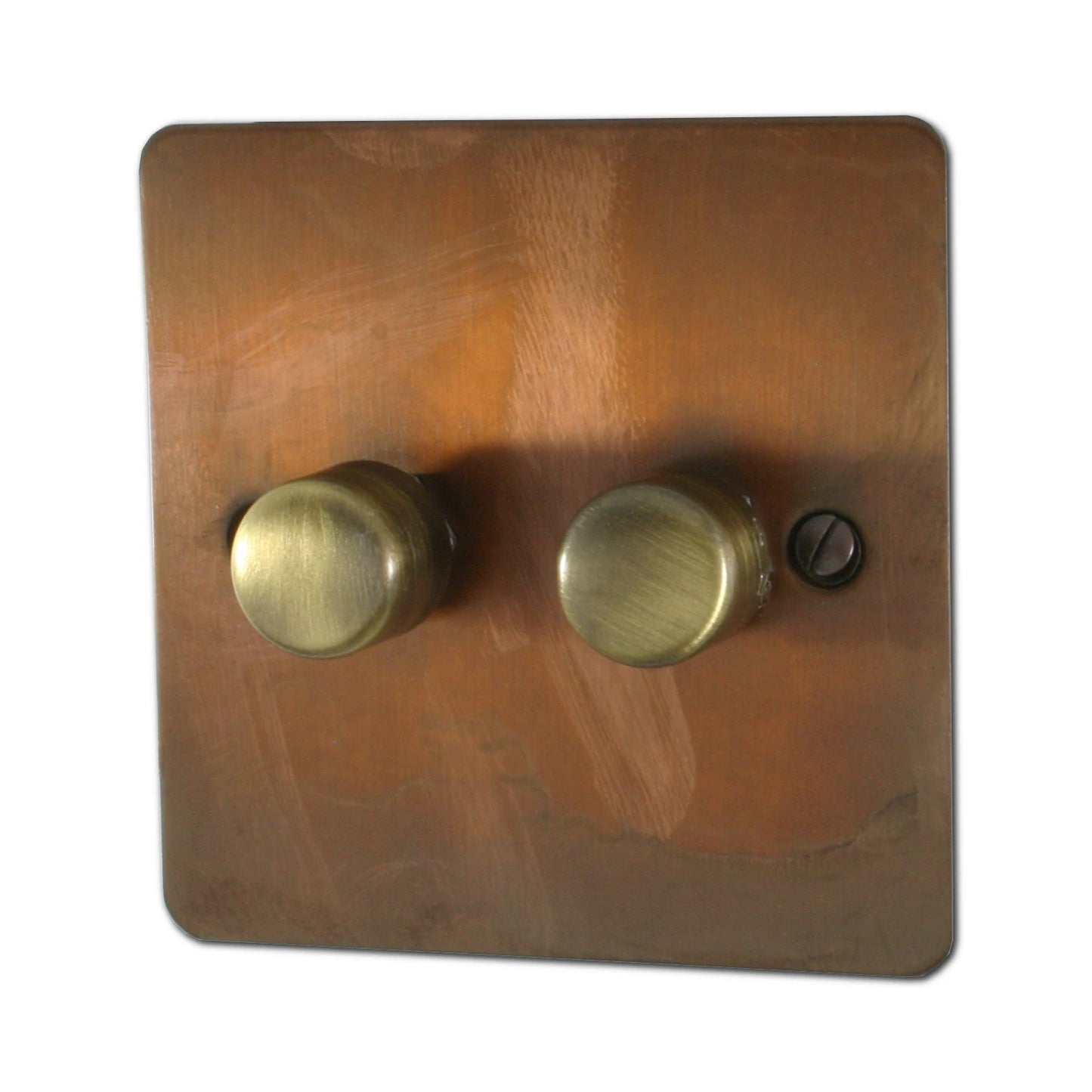 Flat Tarnished Copper 2 Gang LED Dimmer