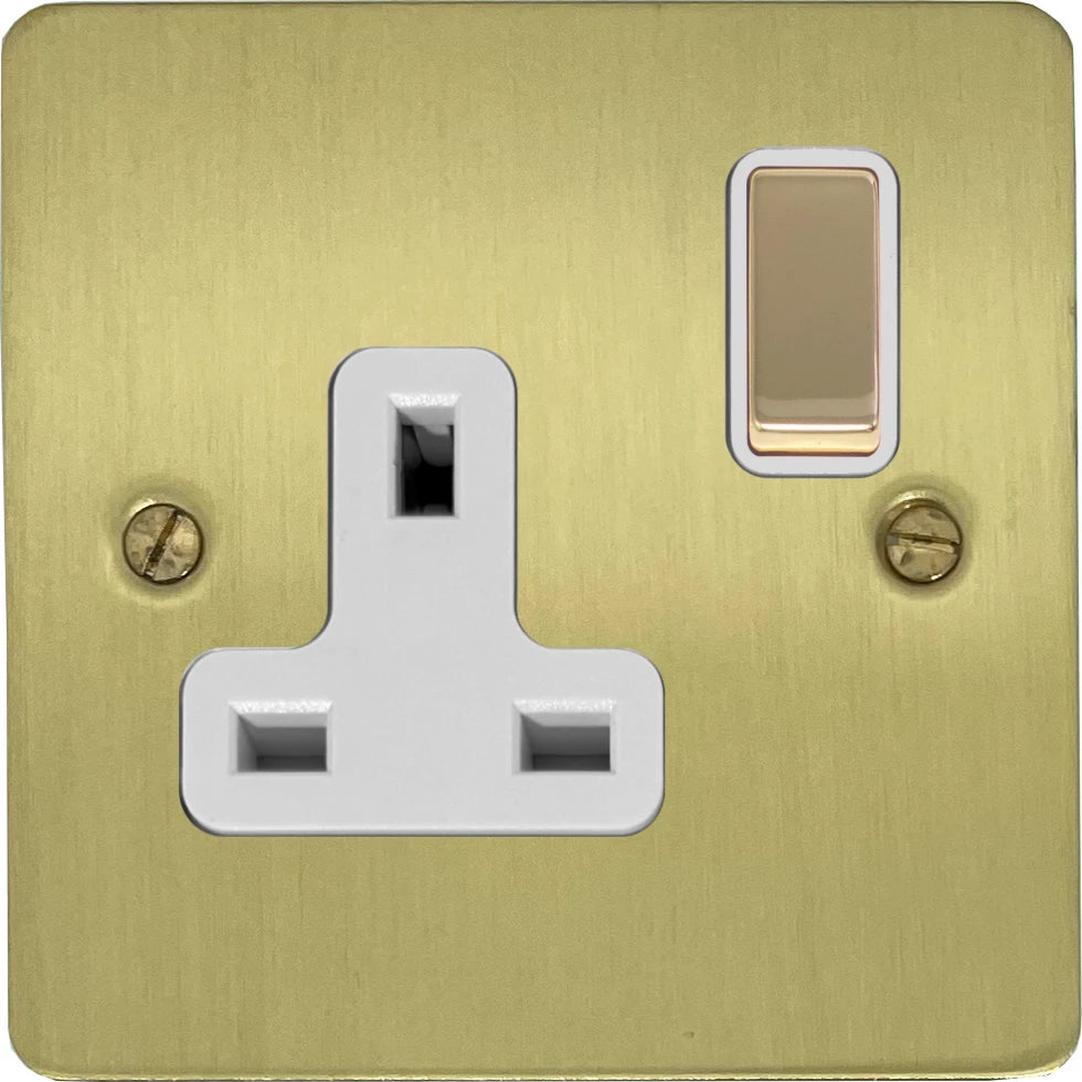 Flat Satin Brass 1 Gang Socket
