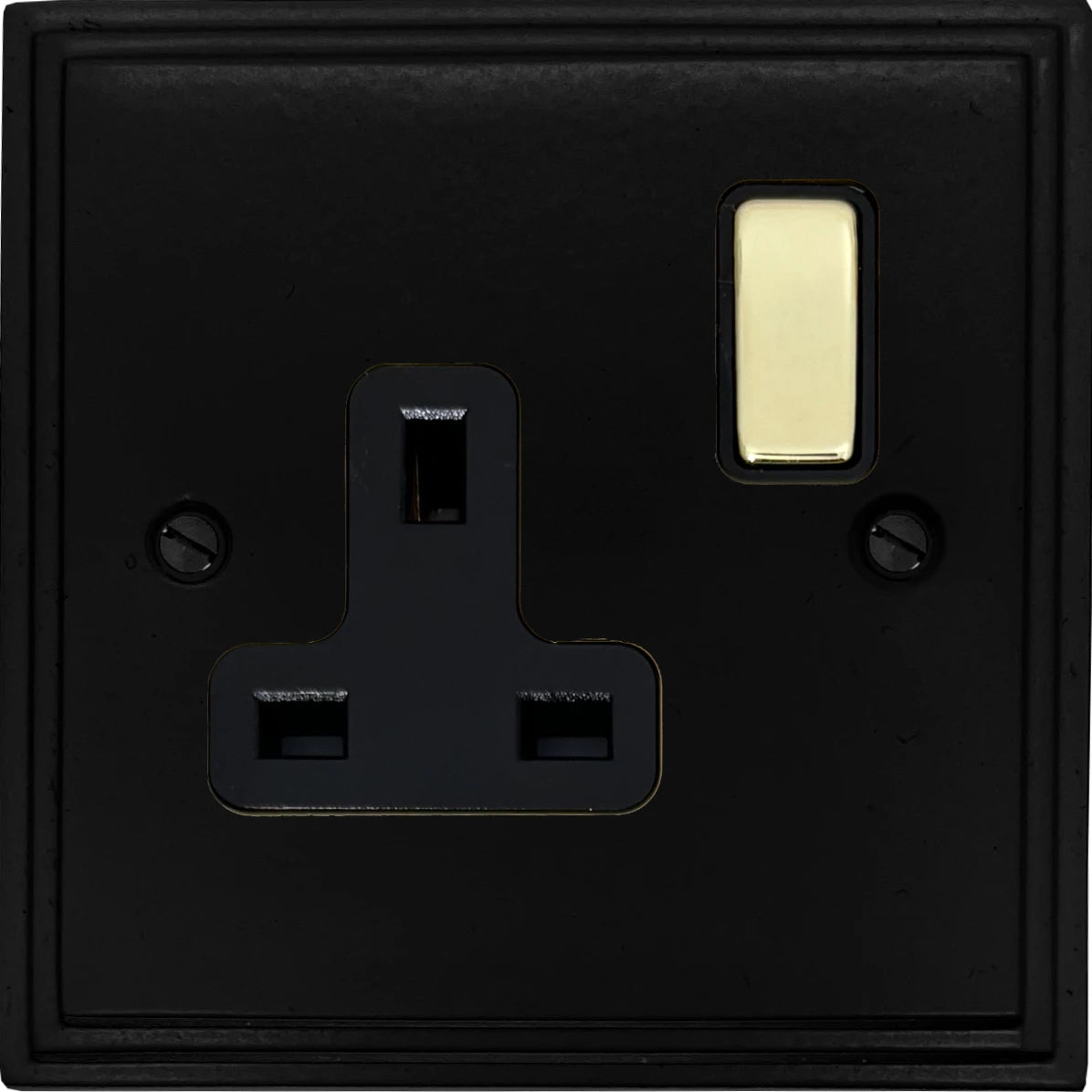 Victorian Flat Black 1 Gang Switched Socket