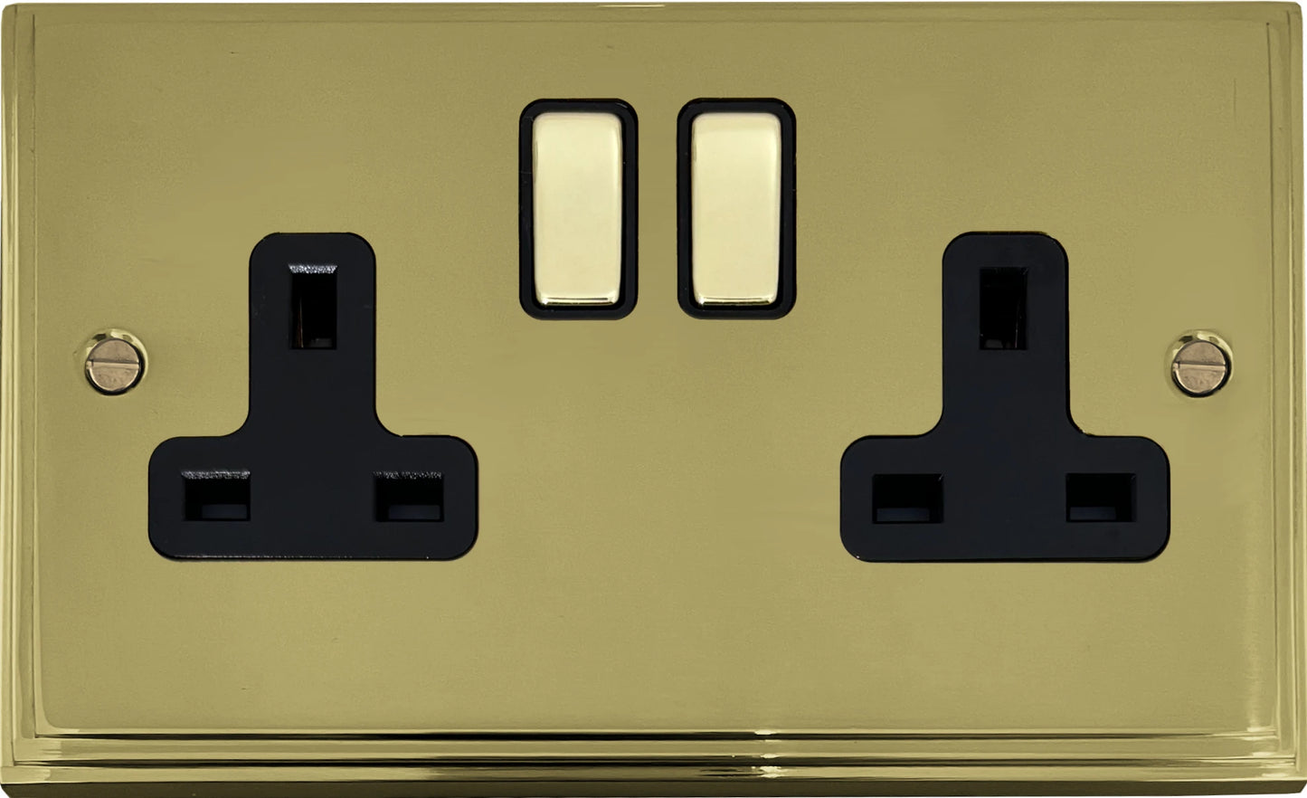 Victorian Polished Brass 2 Gang Socket