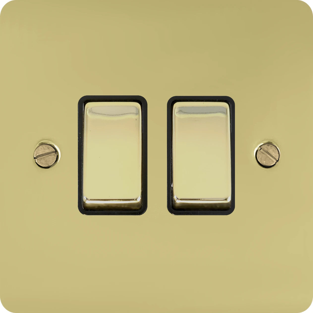 Flat Polished Brass 2 Gang Switch