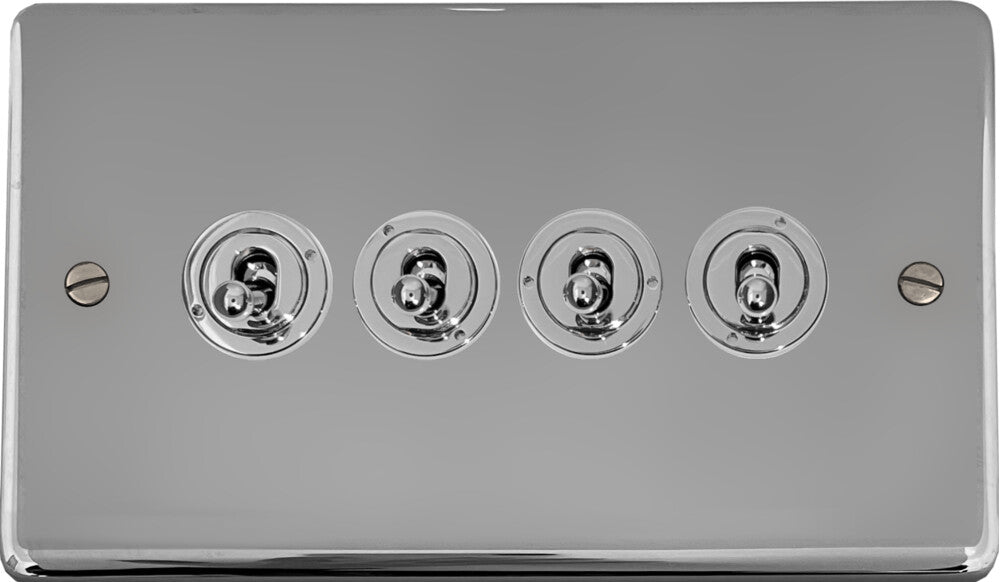 Contour Polished Chrome 4 Gang Toggle Switch