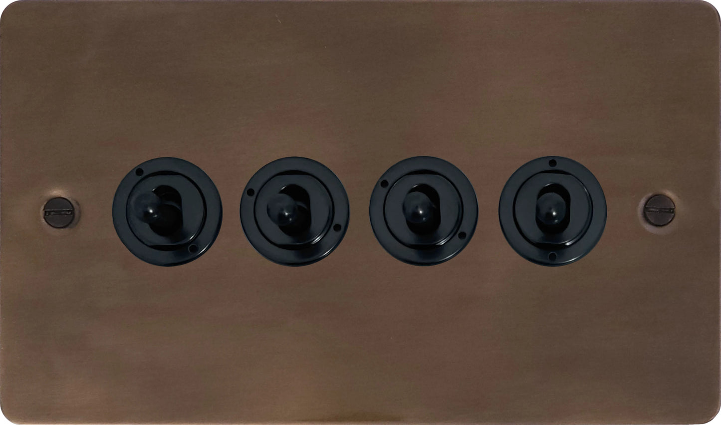 Flat Medium Bronze 4 Gang 2 Way Toggle (Flat Black Toggle)