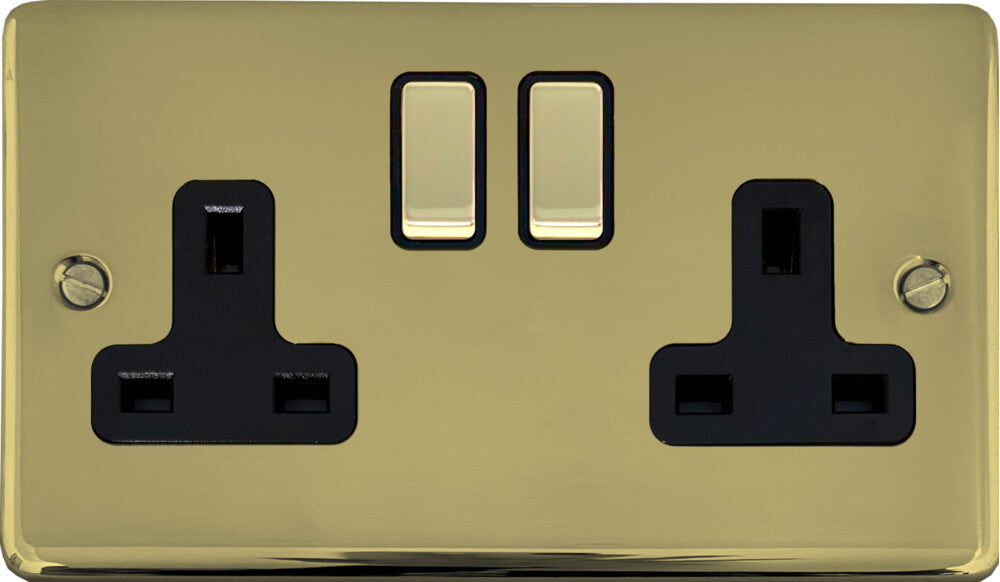 Contour Polished Brass 2 Gang Socket