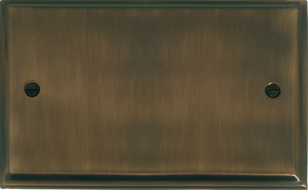 Deco Antique Brass Deco 2 Gang Blank