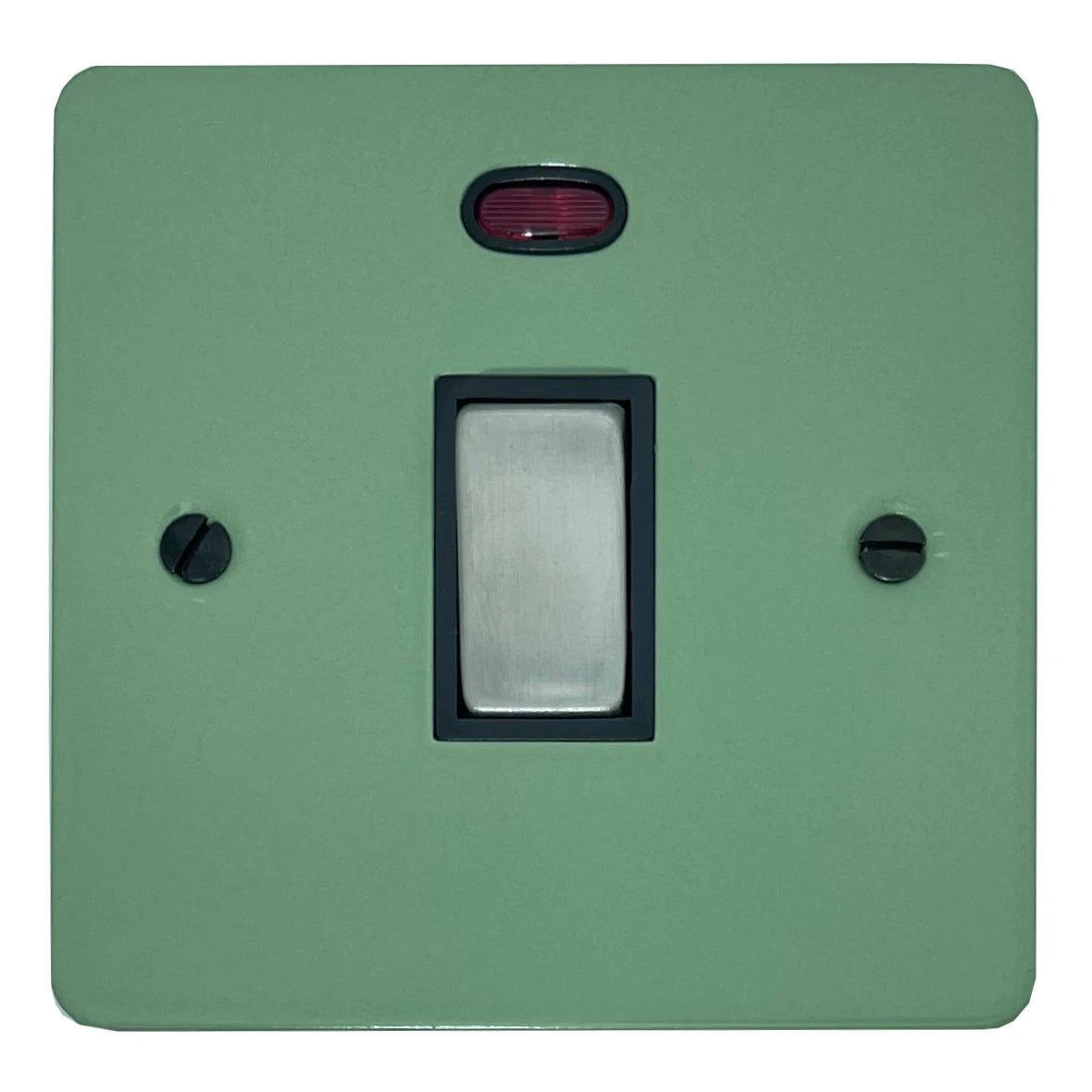 Flat Sage Green 20 Amp DP Switch (Satin Chrome Switches/Black Inserts)