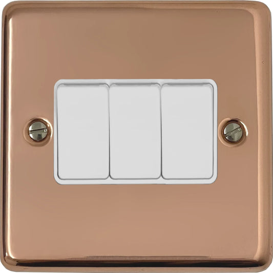Contour Bright Copper 3 Gang 2 Way Switch