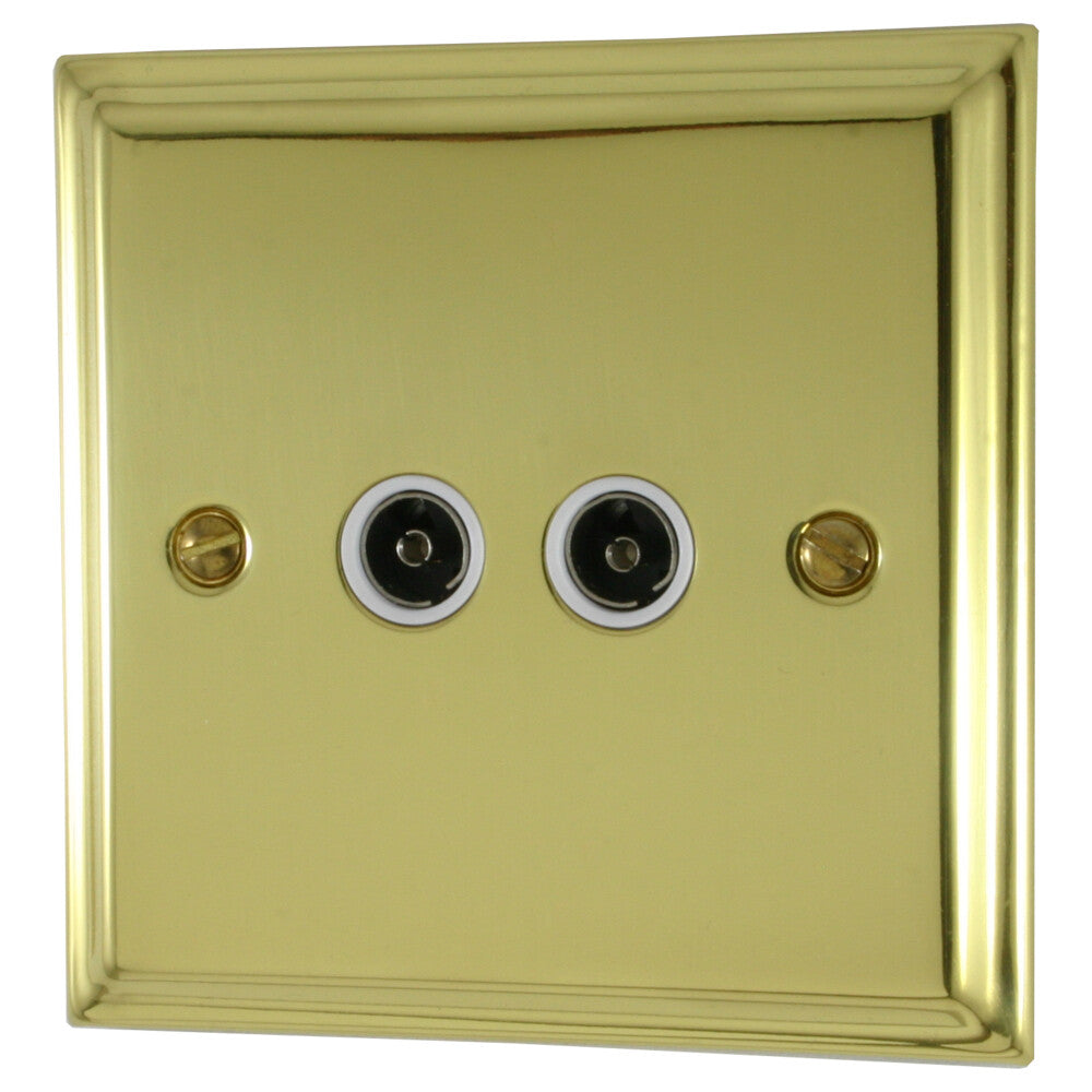 Deco Polished Brass 2 Gang Coax Point