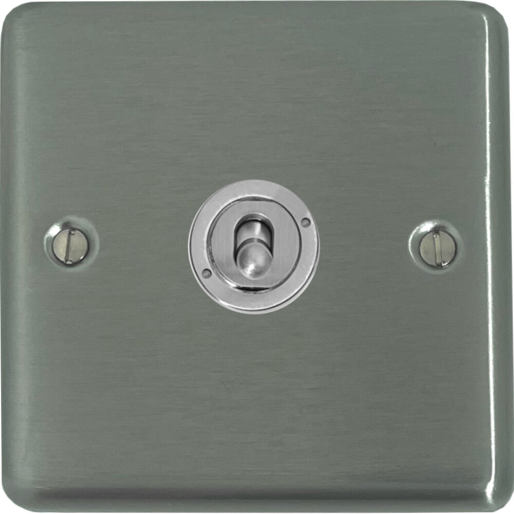 Contour Brushed Steel 1 Gang Toggle Switch