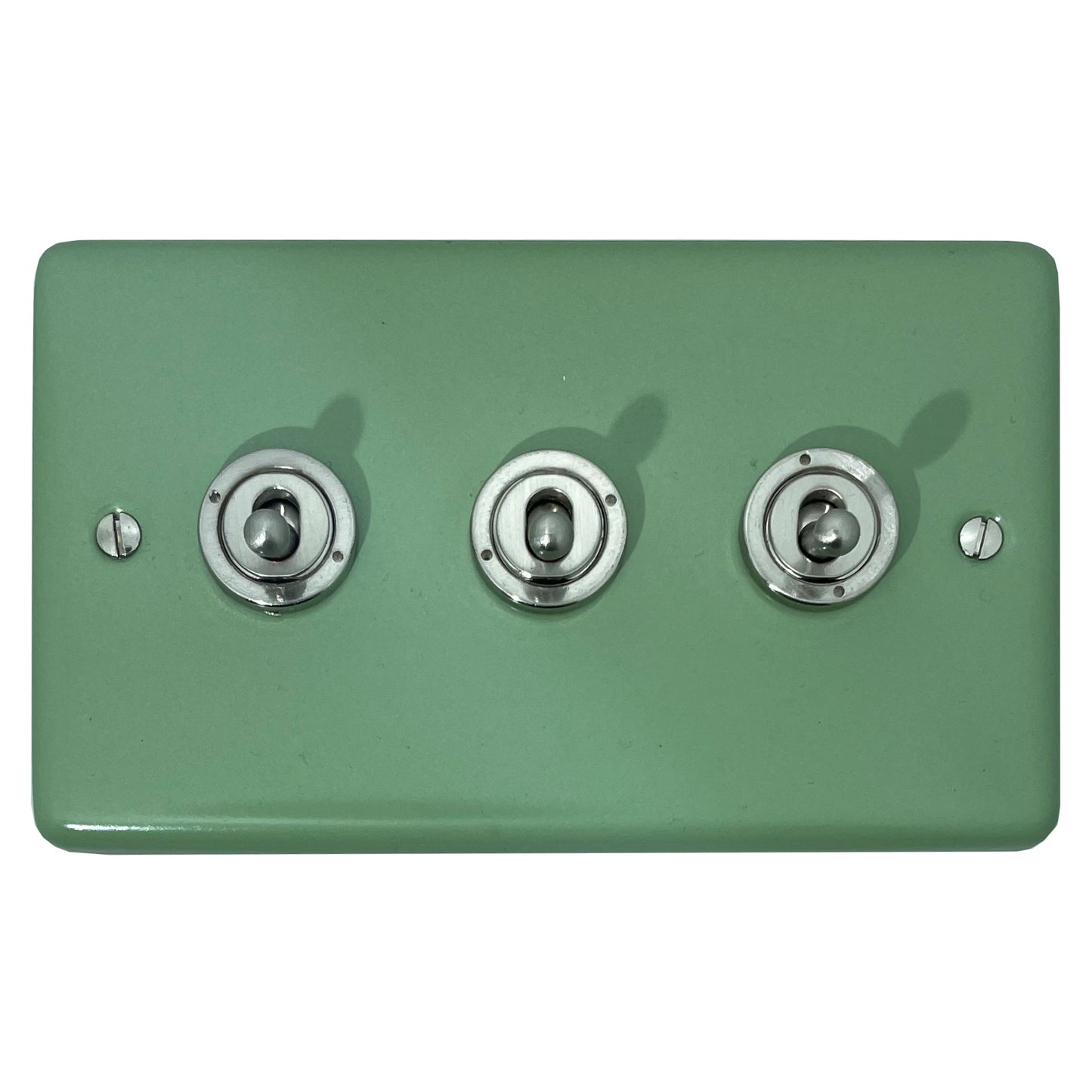 Classic Sage Green 3 Gang Toggle (Brushed Steel Toggle)