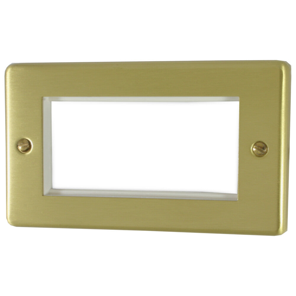Contour Satin Brass 2 Gang 4 Mod Plate & Frame
