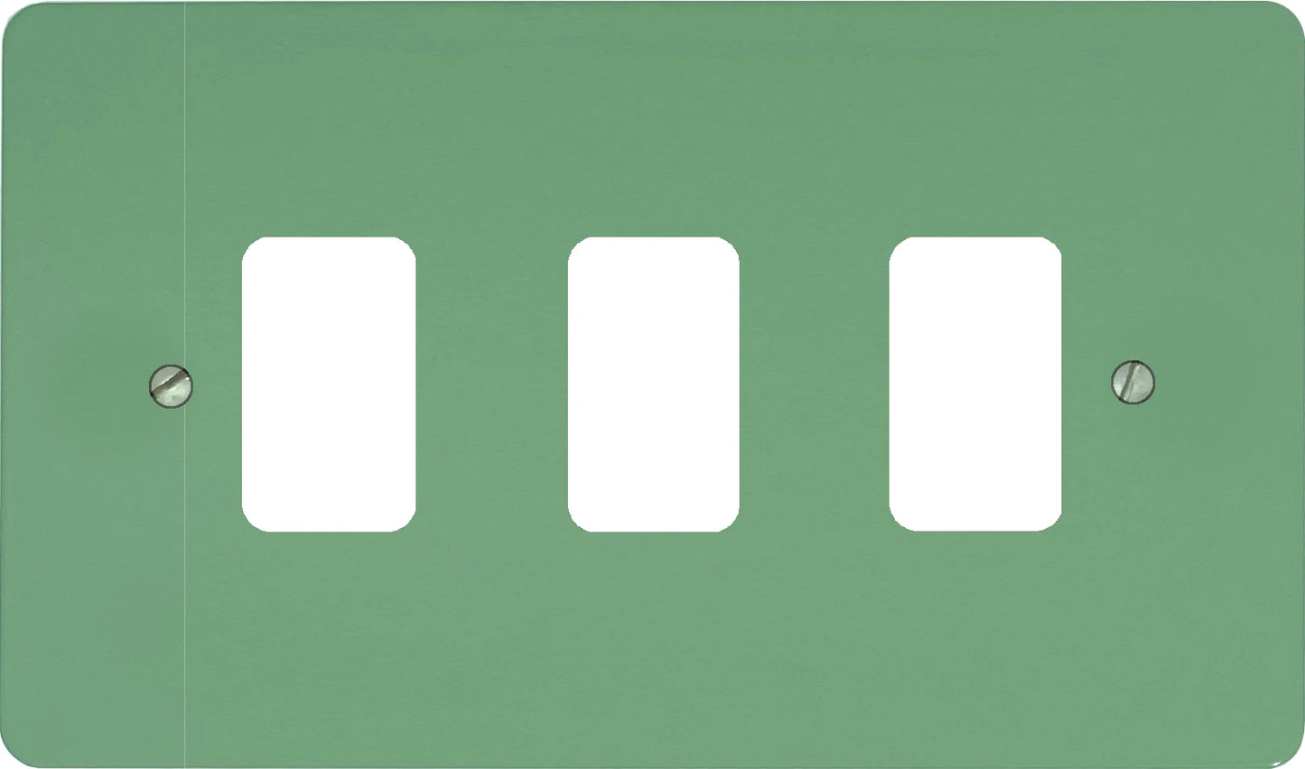 Flat Sage Green 3 Gang Grid Plate