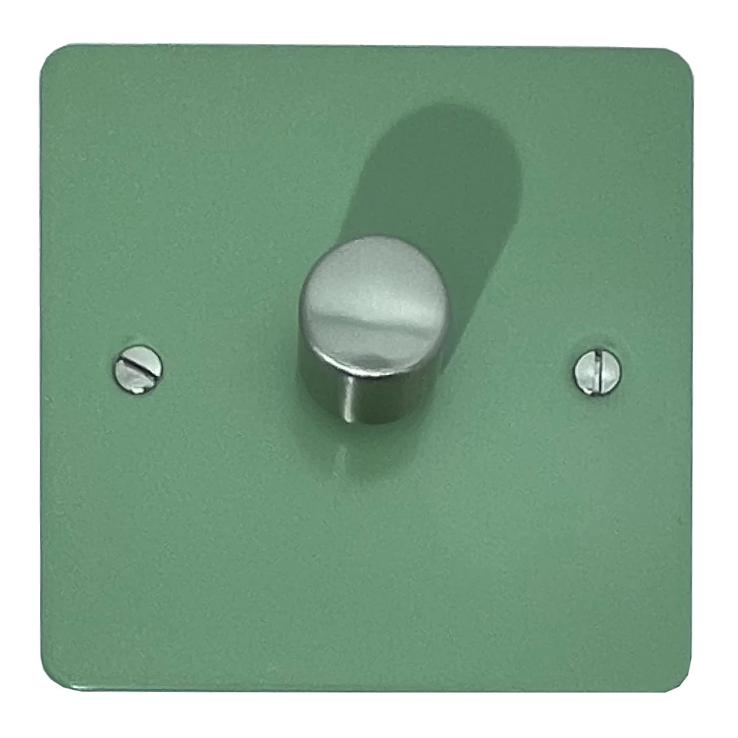 Flat Sage Green 1 Gang LED Dimmer (Satin Chrome Cap)