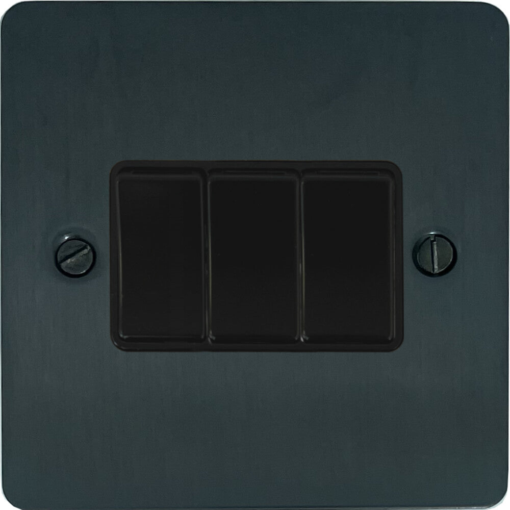 Flat Black Bronze 3 Gang Switch
