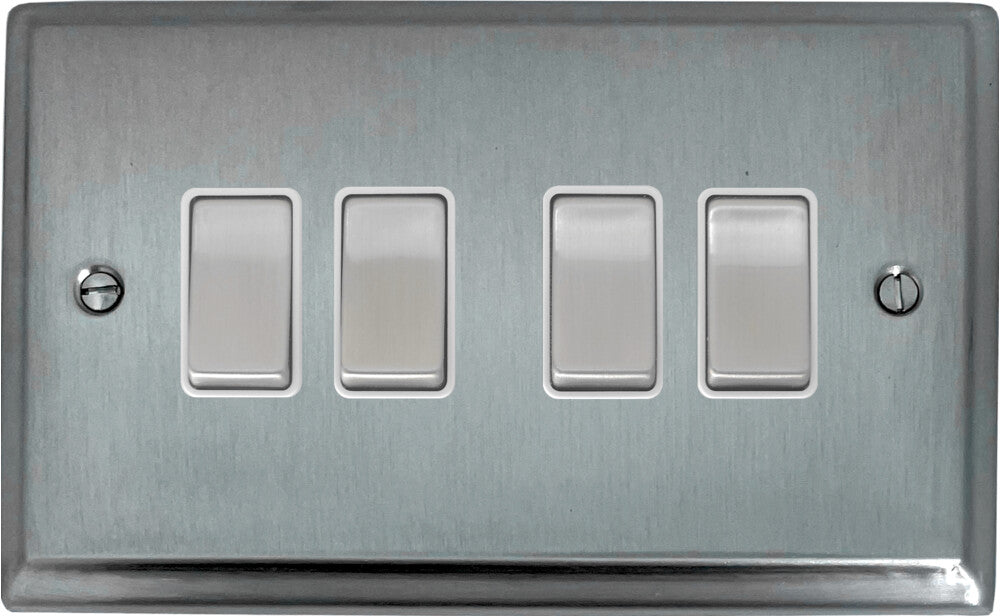 Deco Satin Chrome 4 Gang 2 Way Switch
