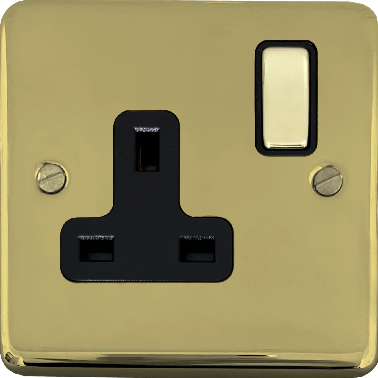 Contour Polished Brass 1 Gang Switch (Black Insert/ Brass Switch)