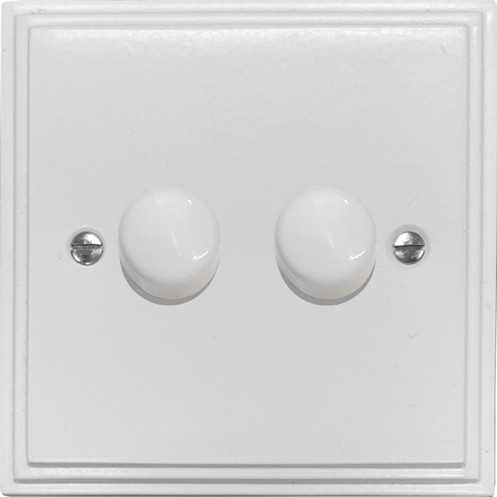 Victorian Flat White 2 Gang LED Dimmer