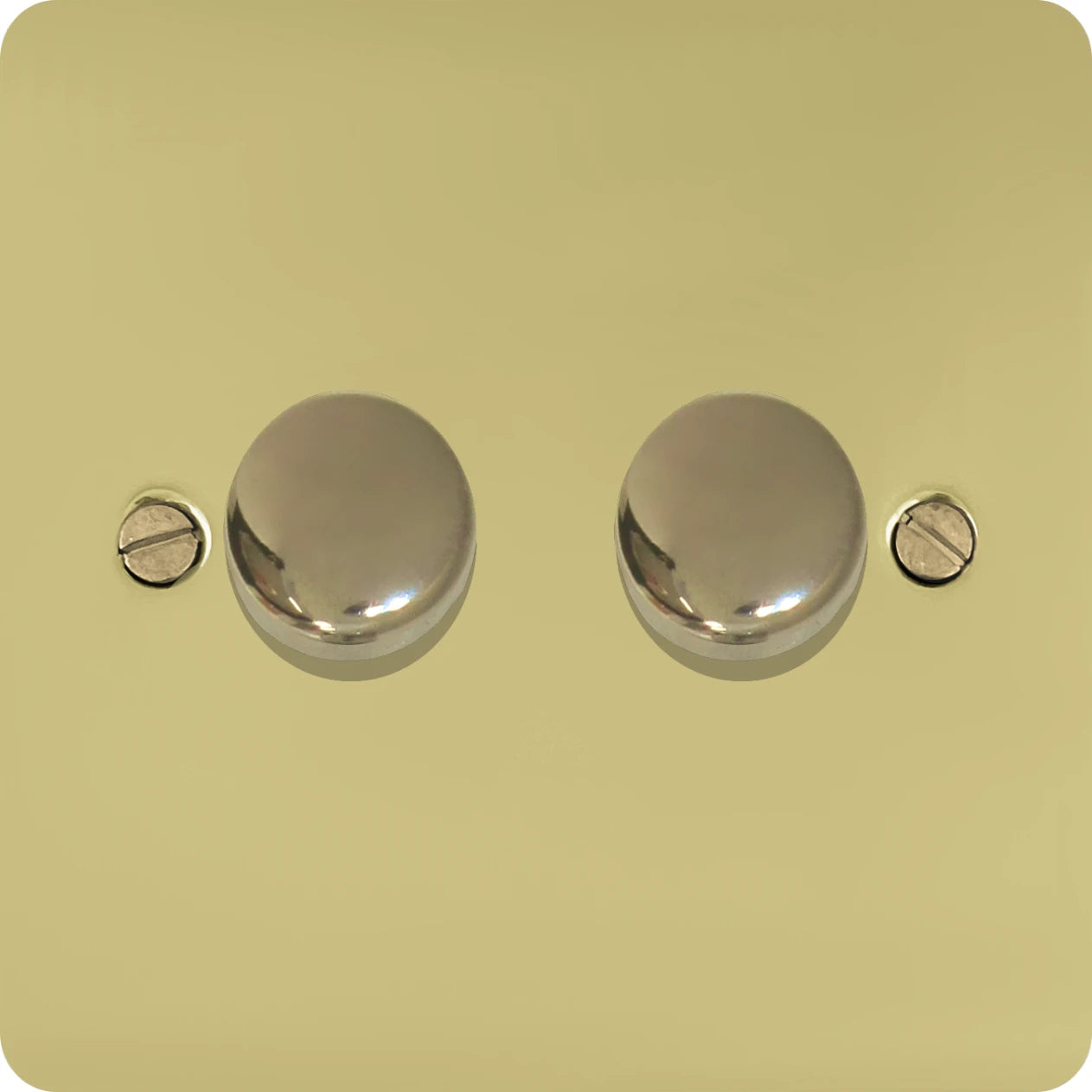 Flat Polished Brass 2 Gang Dimmer LED