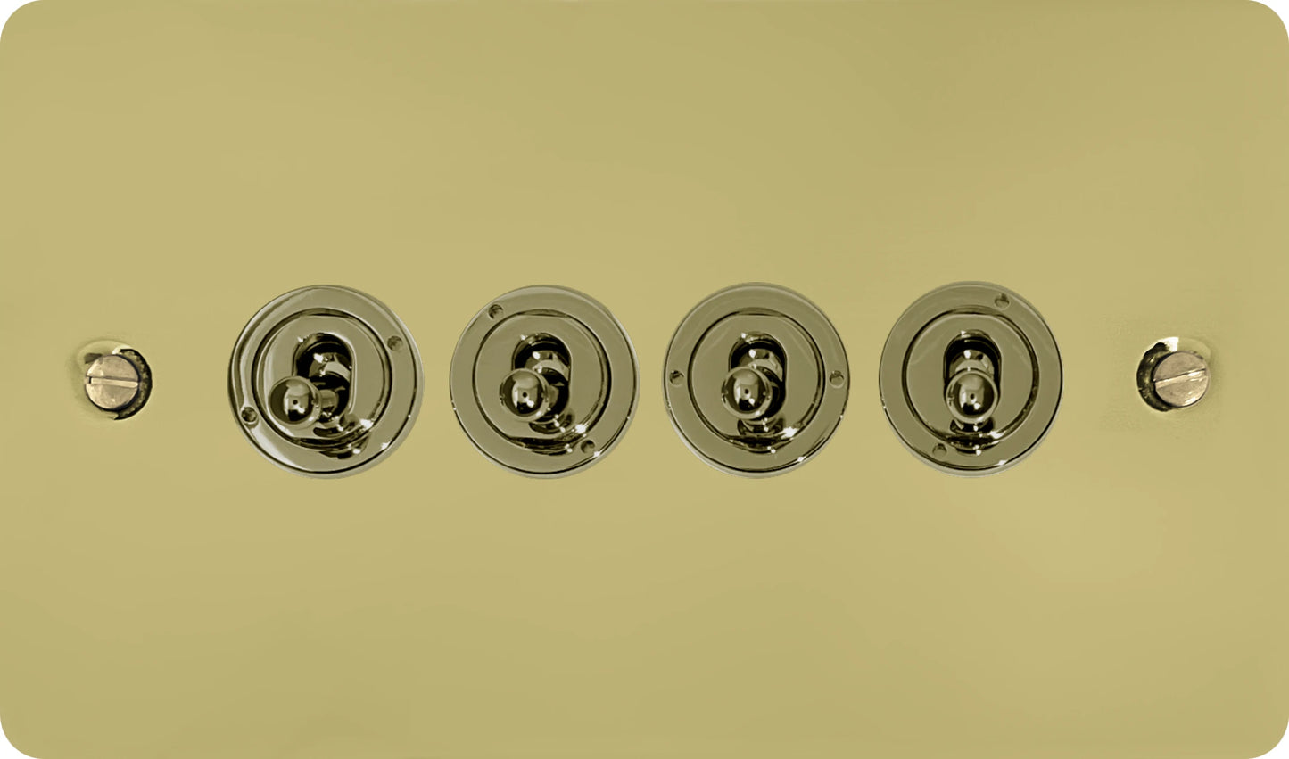 Flat Polished Brass 4 Gang Toggle