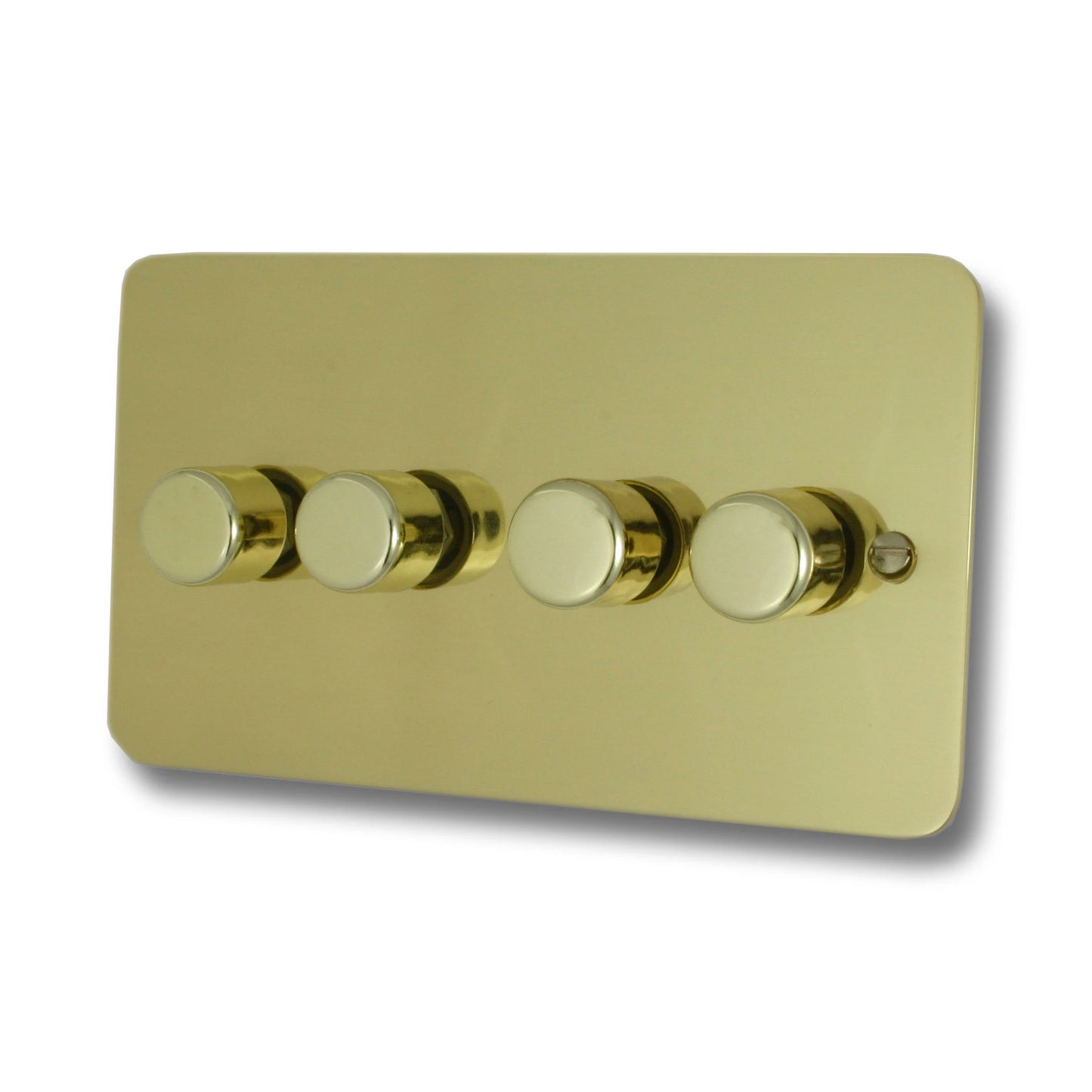 Flat Polished Brass 4 Gang Dimmer LED