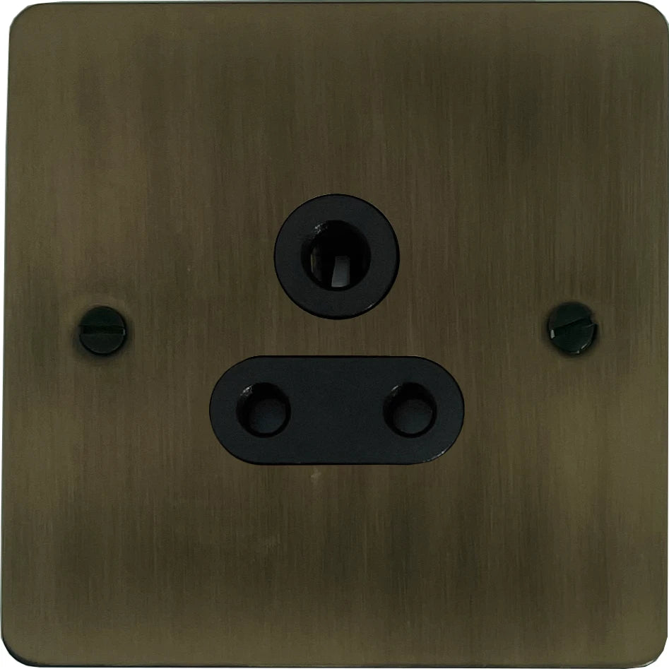Flat Antique Brass 5 Amp Socket