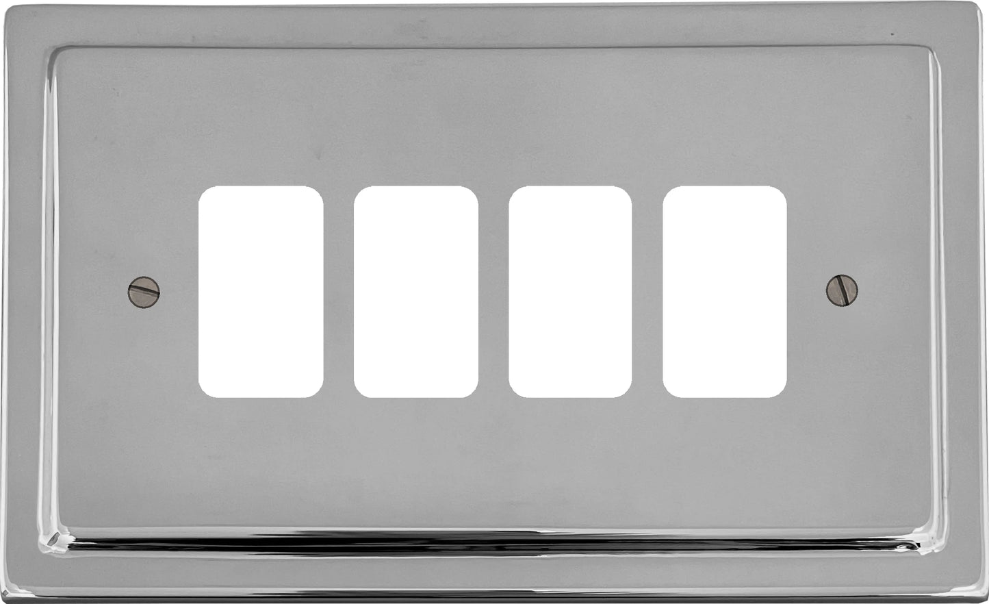 Victorian Polished Chrome 4 Gang Grid Plate