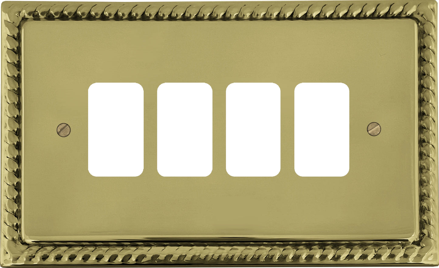 Georgian Polished Brass 4 Gang Grid Plate