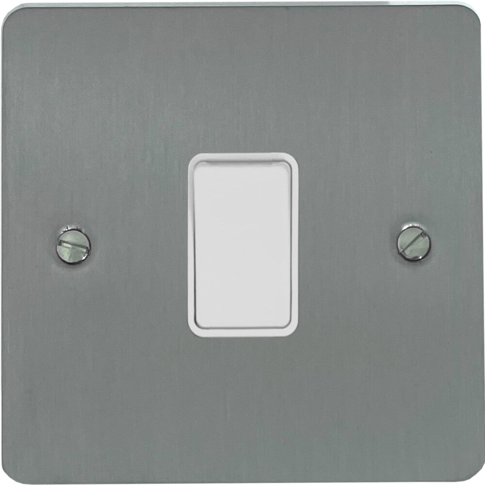 Flat Brushed Steel 1 Gang 2 Way Switch
