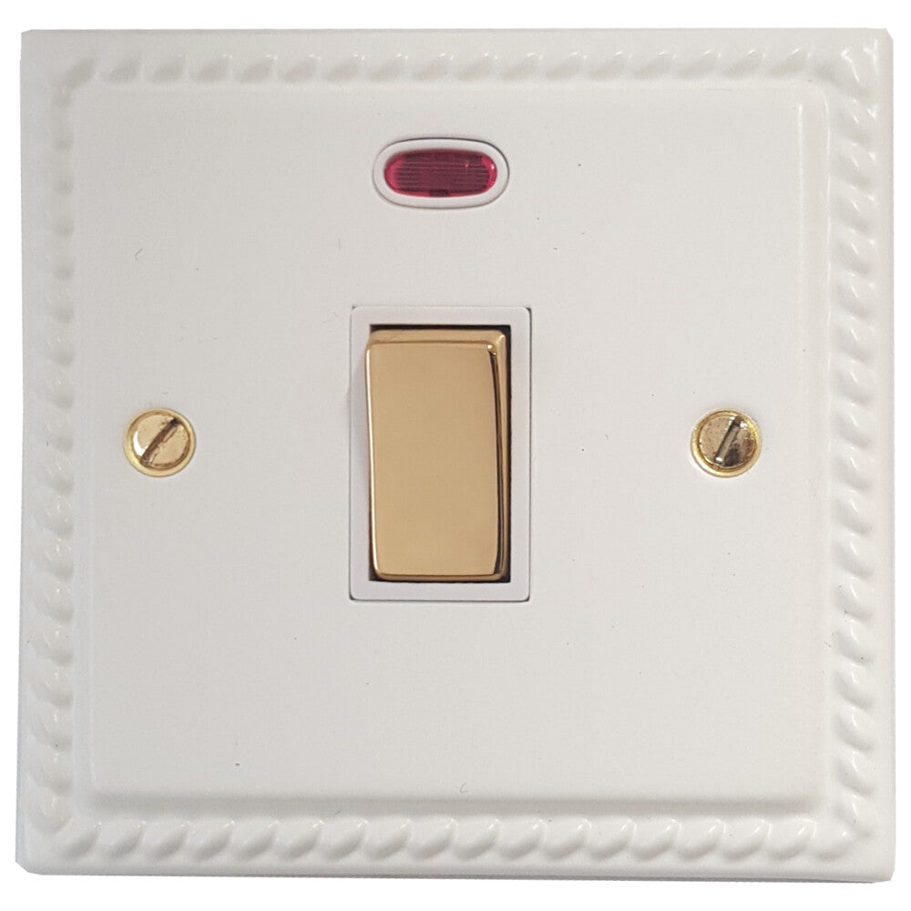 Georgian Flat White 20Amp Dp Switch & Neon
