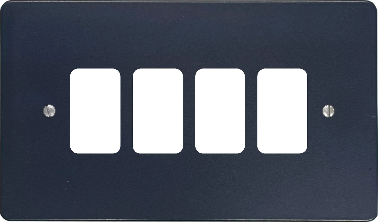 Flat Blue 4 Gang Grid Plate