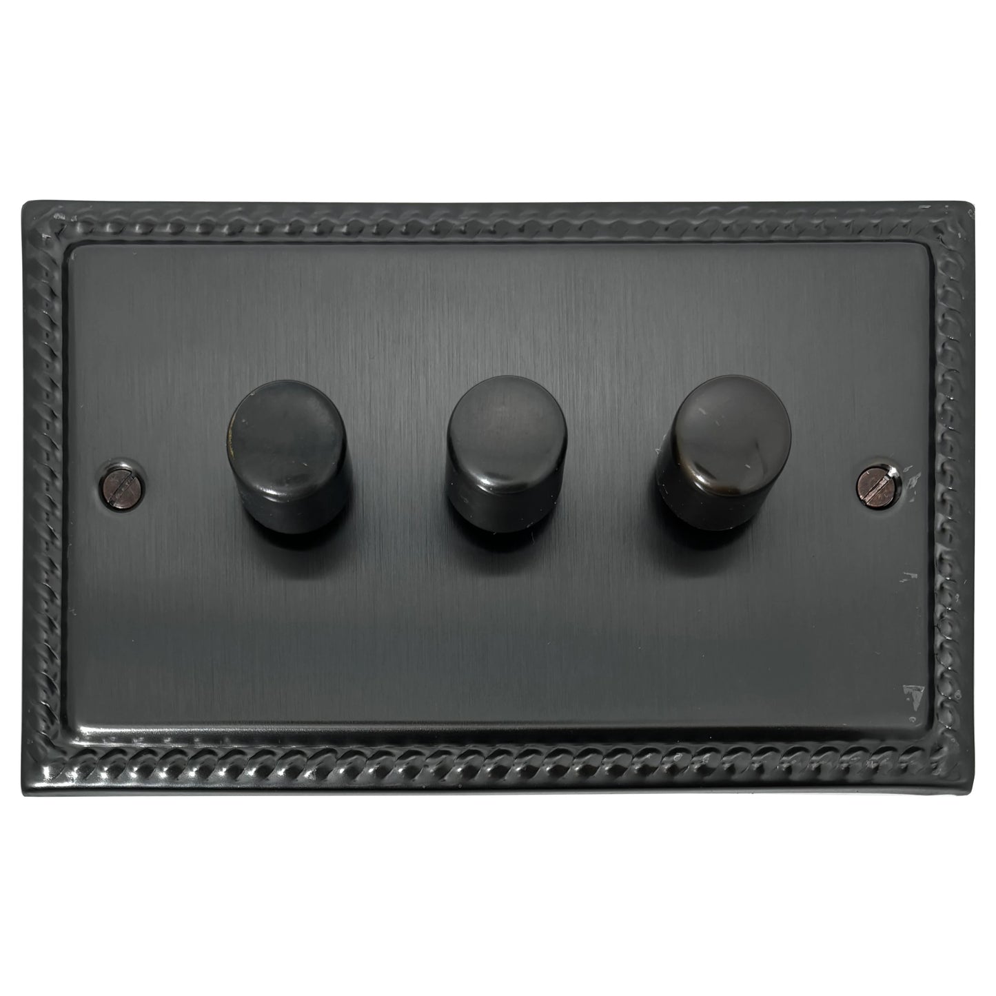 Georgian Black Bronze 3 Gang LED Dimmer (Black Bronze Caps)