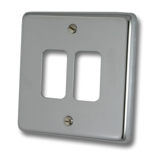 Contour Polished Chrome 2 Gang Grid Plate